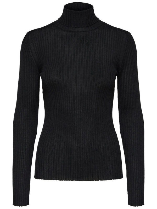 Selected Femme Costa rib rollneck black