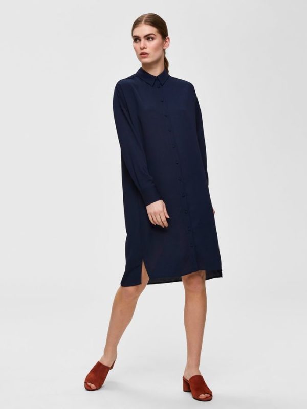 Selected Femme Dorit Tonia shirt dress night sky