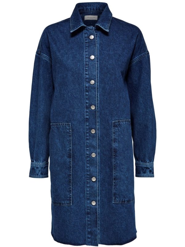 Selected Femme Hanna long denim shirt jacket