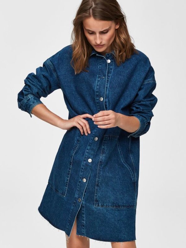 Selected Femme Hanna long denim shirt jacket