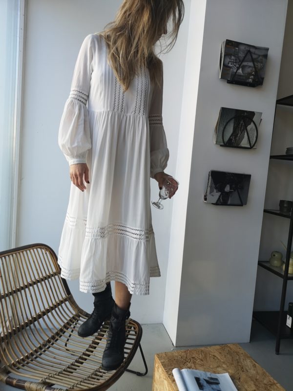 Selected Femme Valentina midi dress White
