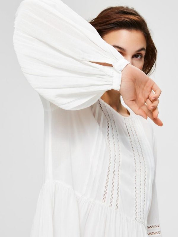 Selected Femme Valentina midi dress White