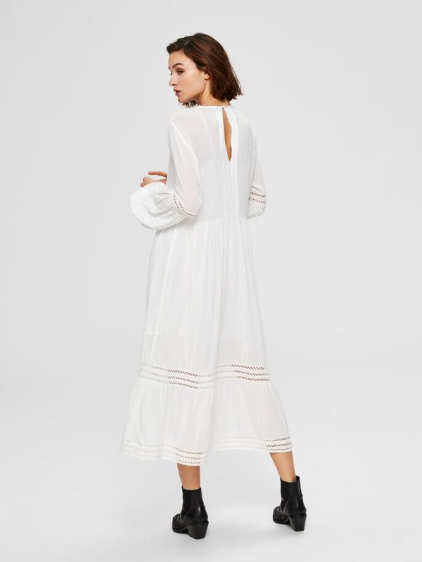 Selected Femme Valentina midi dress White