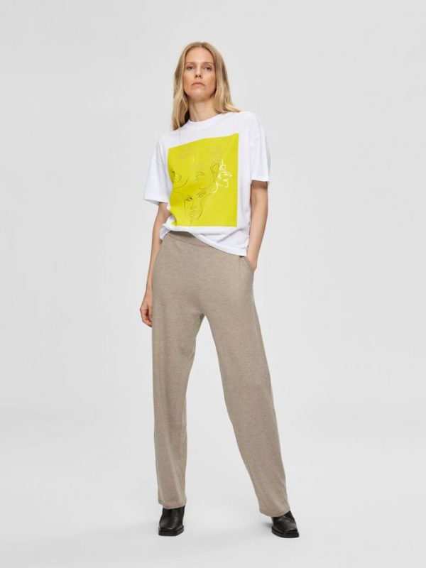 Selected Femme Faces tee Bright white