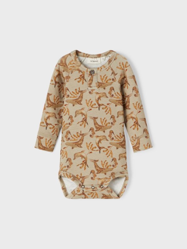 Lil' Atelier Geo LS bodysuit Coconut or Ocean