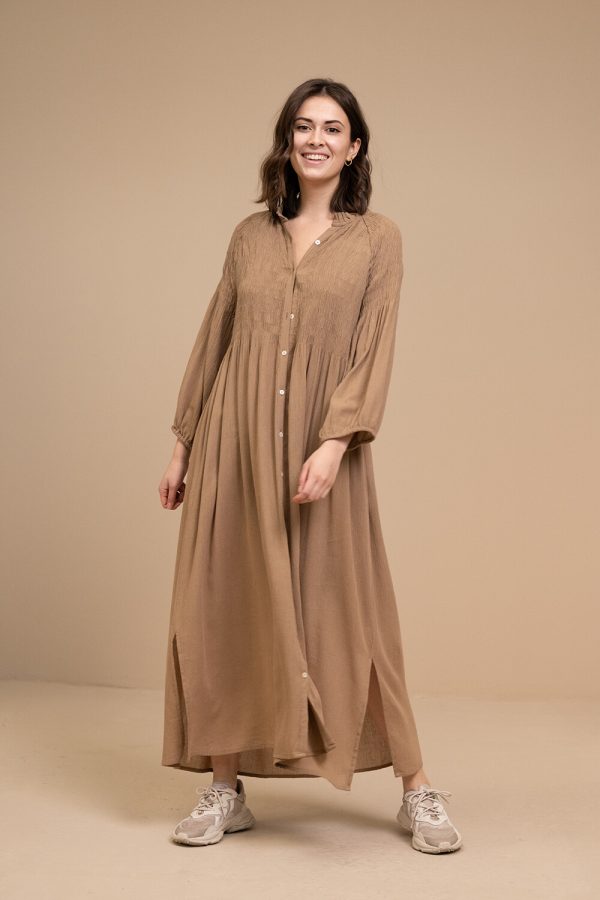 By Bar Loulou smocked dress dry Khaki