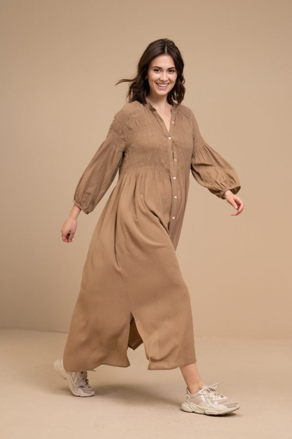 By Bar Loulou smocked dress dry Khaki