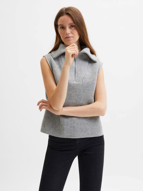 Selected Femme Kally knit vest Grey
