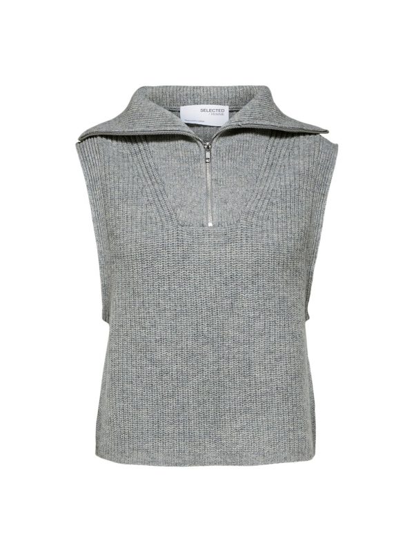 Selected Femme Kally knit vest Grey