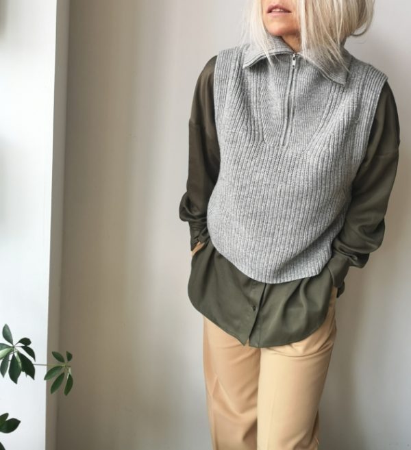 Selected Femme Kally knit vest Grey
