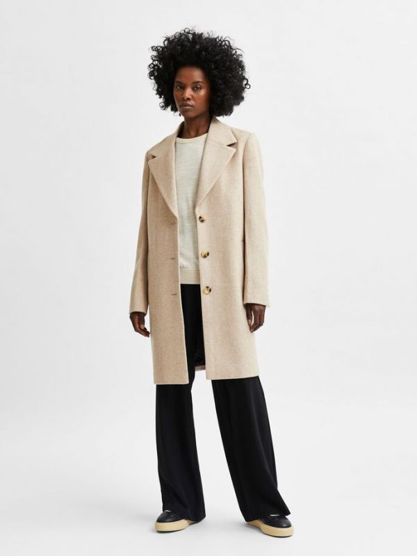 Selected Femme Sasja handmade coat Beige