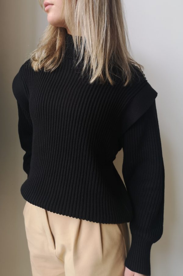 Selected Femme Fray zip off knit Black