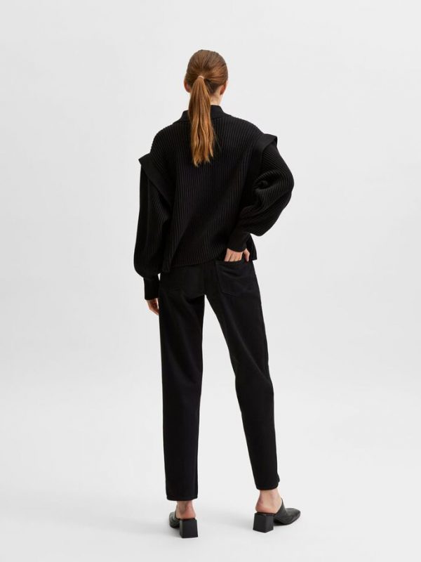 Selected Femme Fray zip off knit Black