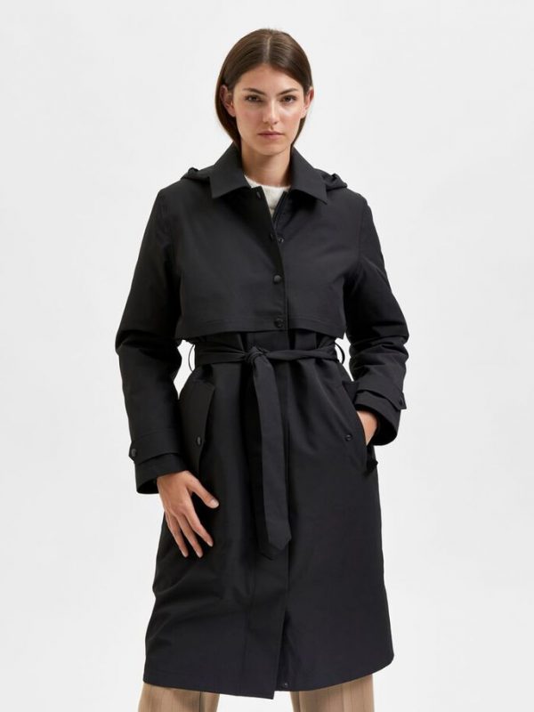Selected Femme Helena tech coat black