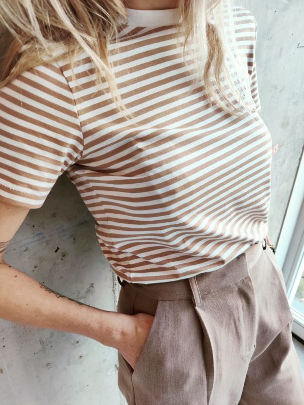 Selected Femme My Perfect Tee stripes Tannin