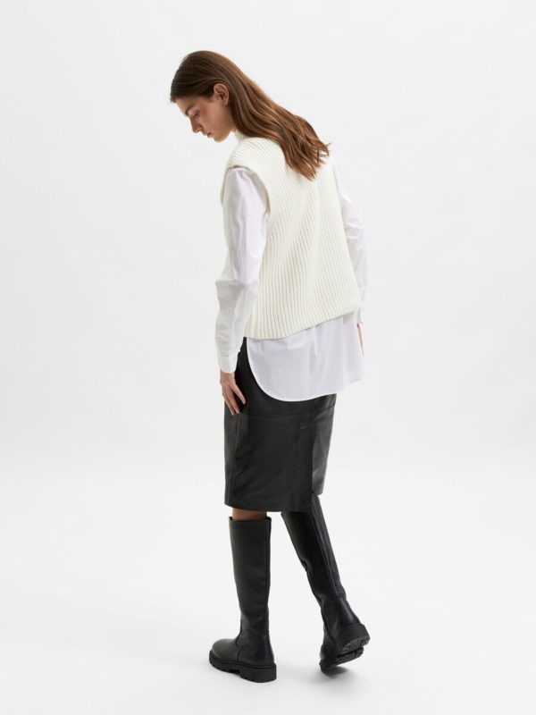 Selected Femme Melena knit vest Snow white