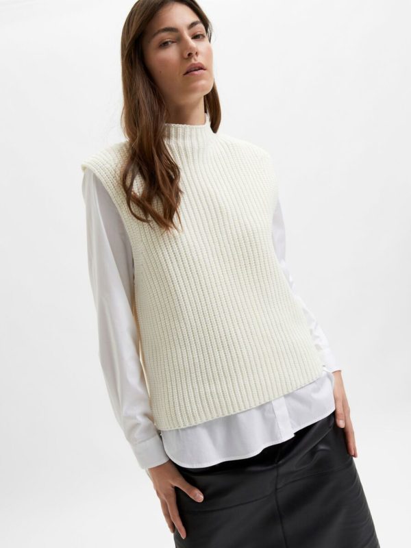 Selected Femme Melena knit vest Snow white