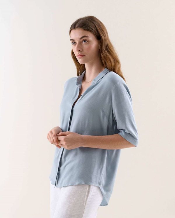 Another Label Bache shirt Blue fog