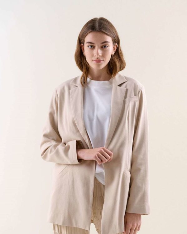 Another Label Elena twill blazer Sandshell