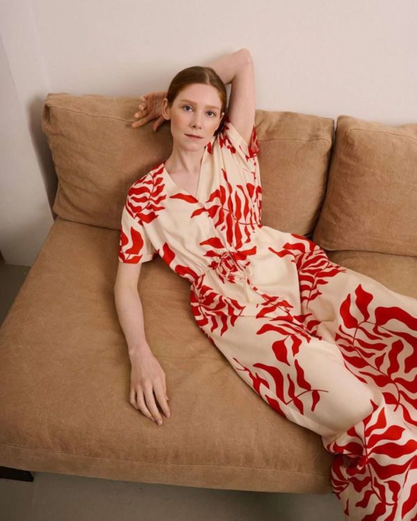 Another Label Rue dress Tangerine leaf