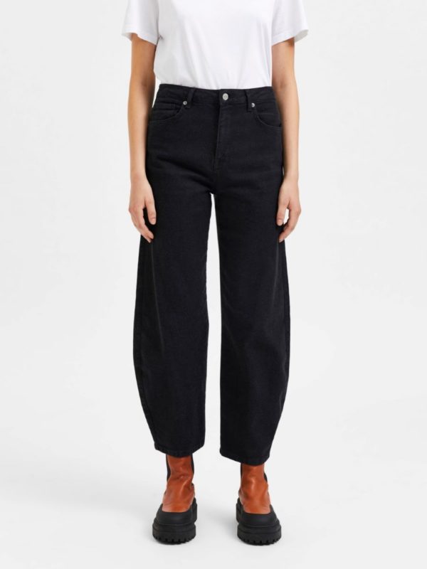 Selected Femme Ulva barrel jeans Black