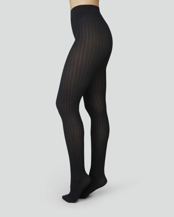 Swedish stockings Alma rib thights Black