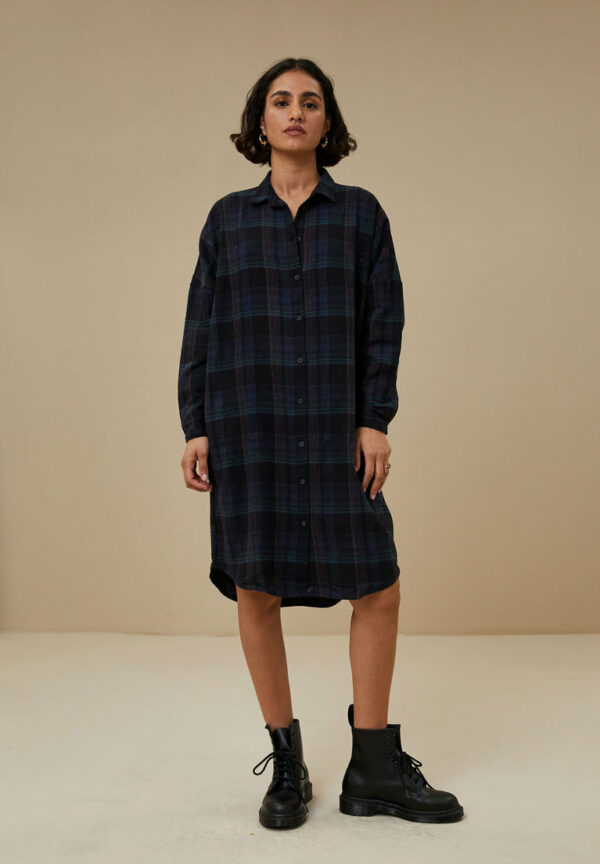 By Bar Check dress blue