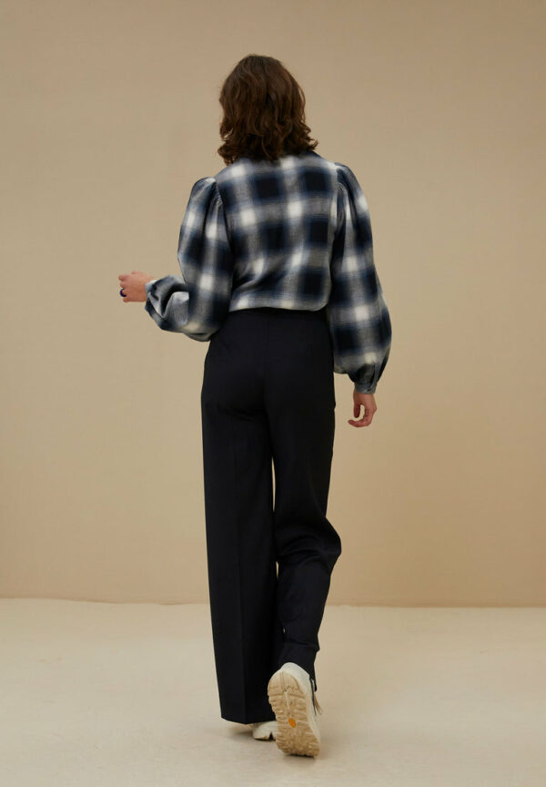 By Bar Day check blouse Blue night