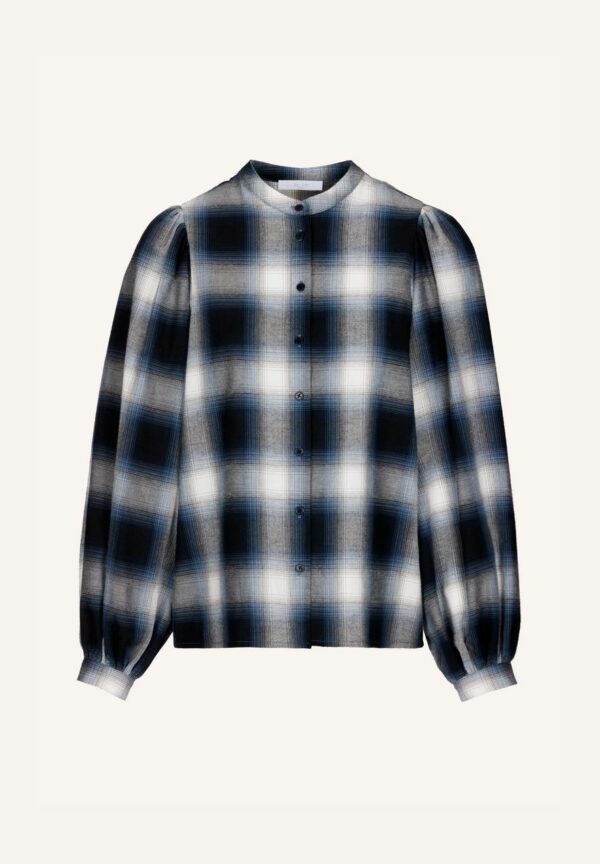 By Bar Day check blouse Blue night