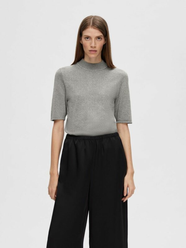 Selected Femme Lura knit tee Grey silver