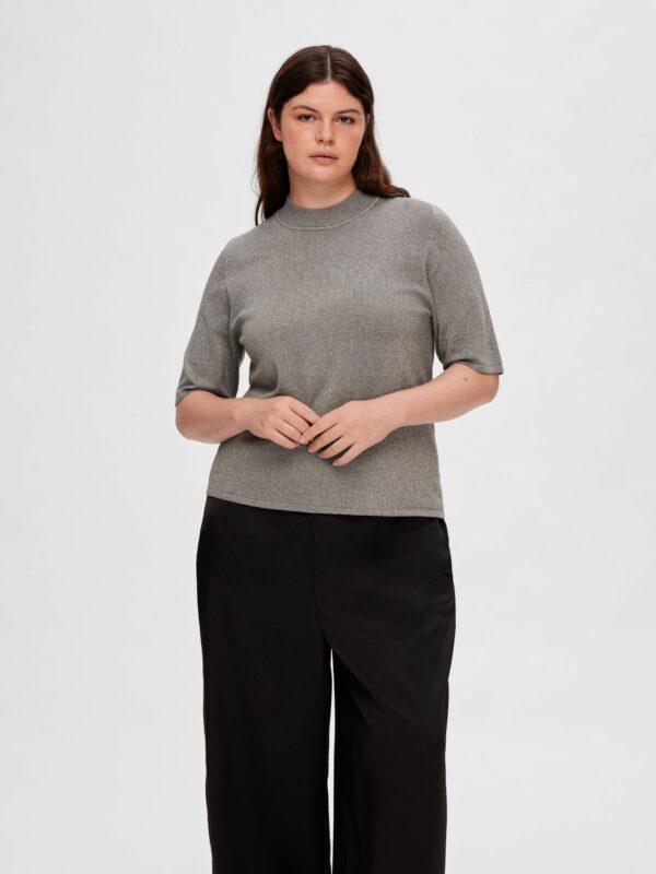 Selected Femme Lura knit tee Grey silver