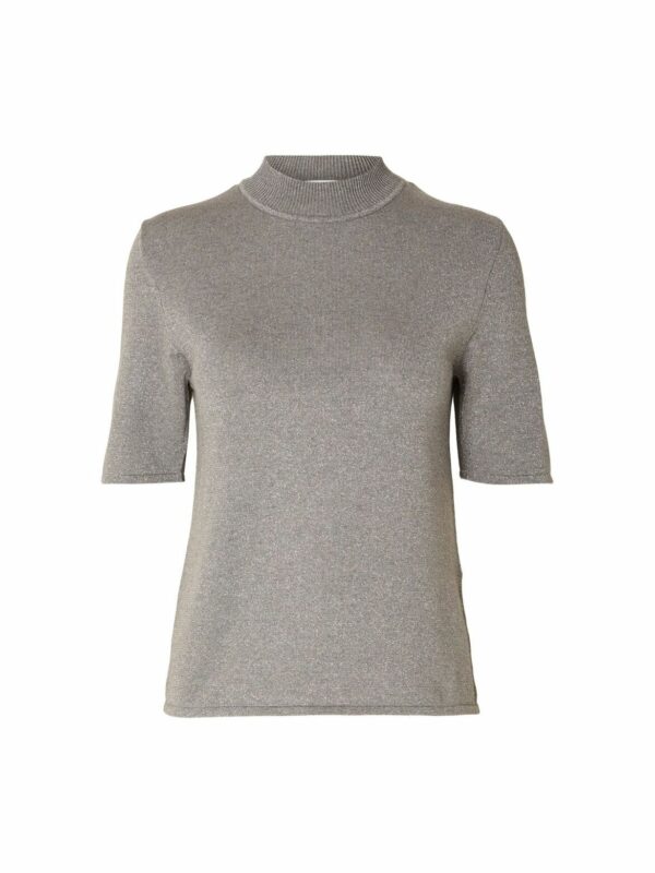 Selected Femme Lura knit tee Grey silver