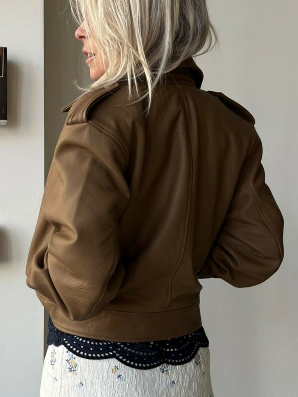 Selected Femme Glove leather jacket Coca Mocha