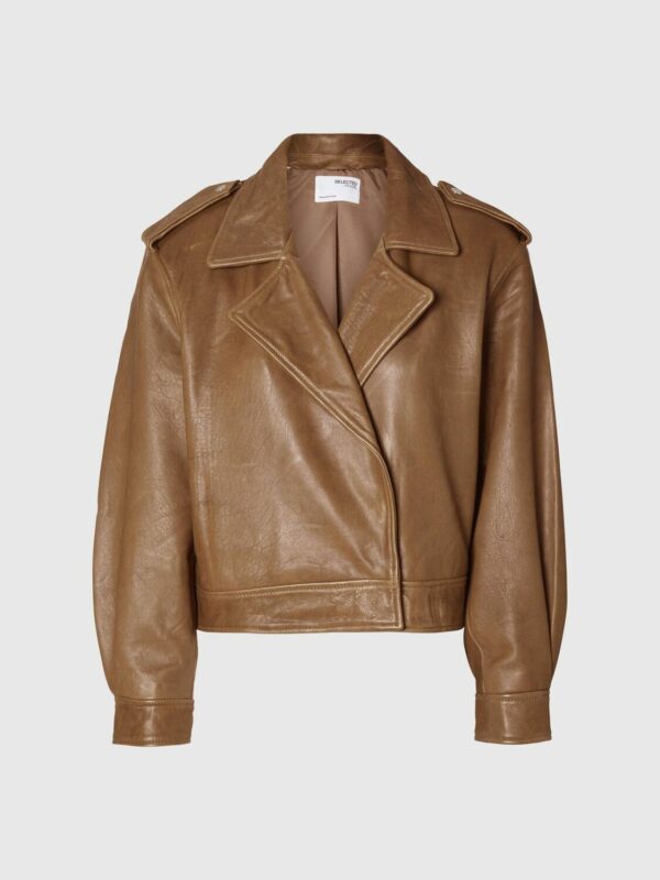 Selected Femme Glove leather jacket Coca Mocha