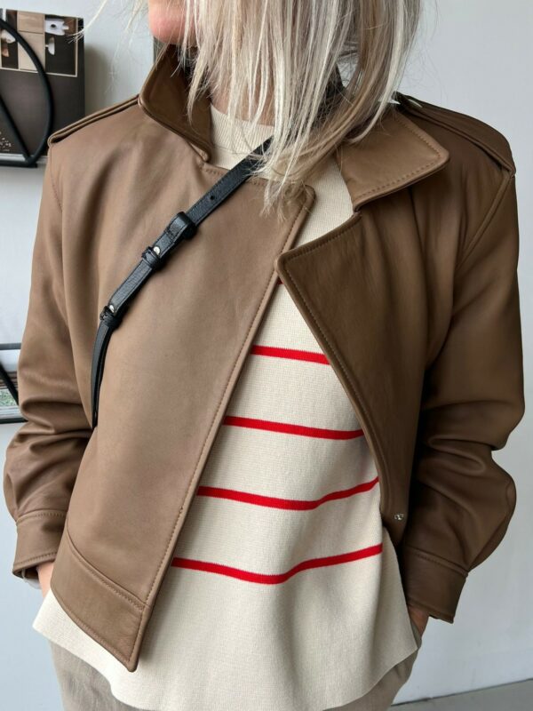 Selected Femme Glove leather jacket Coca Mocha