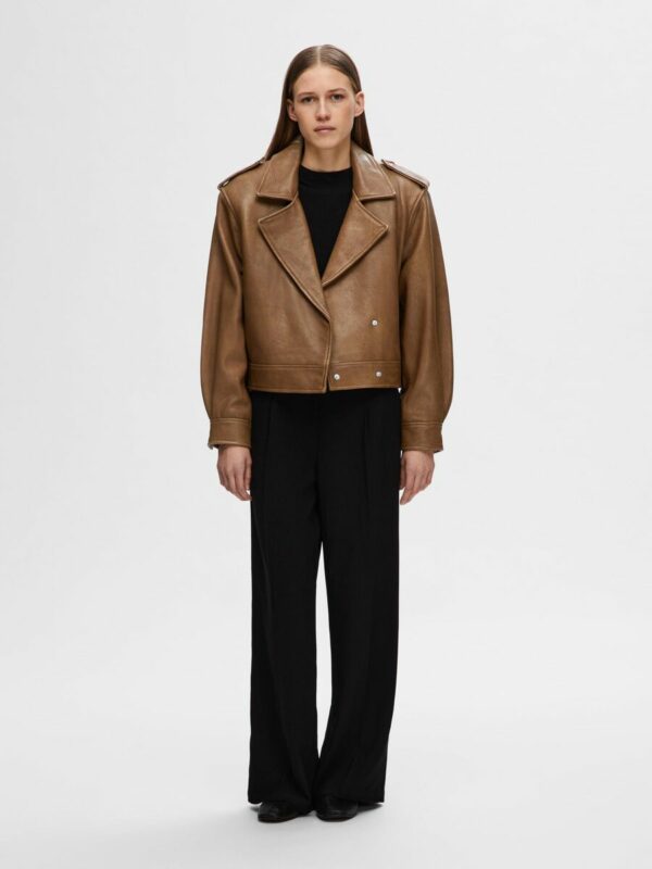 Selected Femme Glove leather jacket Coca Mocha