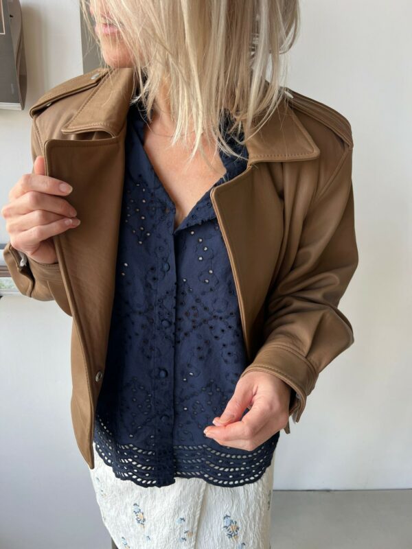 Selected Femme Glove leather jacket Coca Mocha