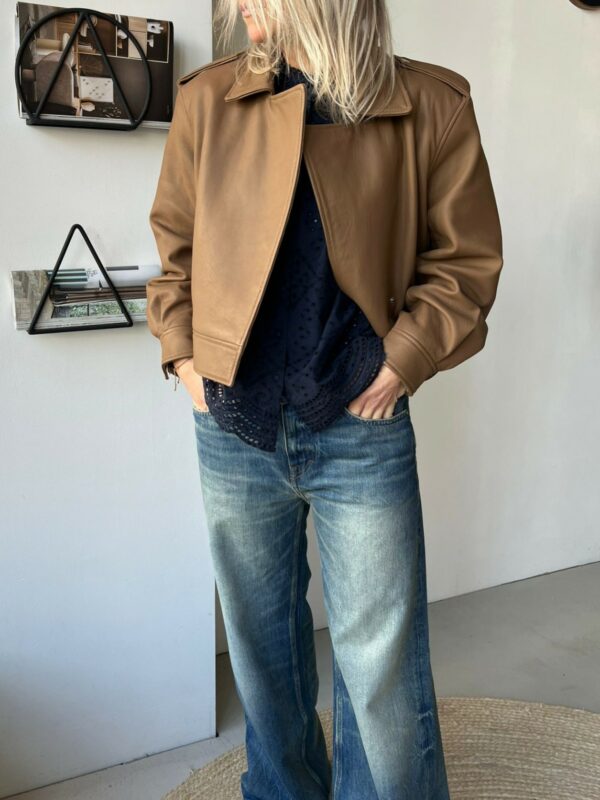 Selected Femme Glove leather jacket Coca Mocha