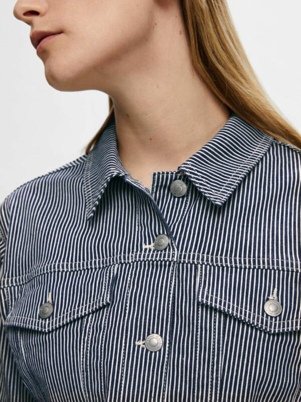 Selected Femme Myra short denim jacket Stripes