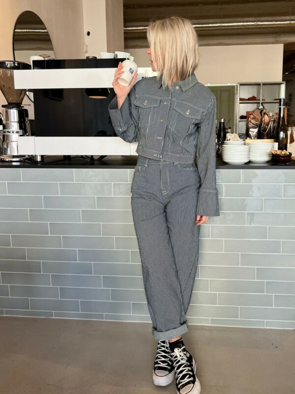 Selected Femme Myra short denim jacket Stripes