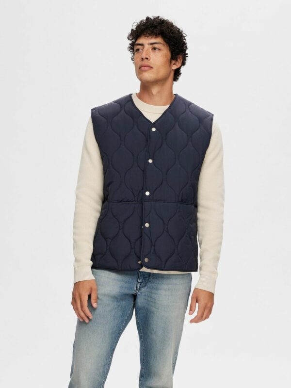 Selected Homme Relax CFW quilt vest Sky captain