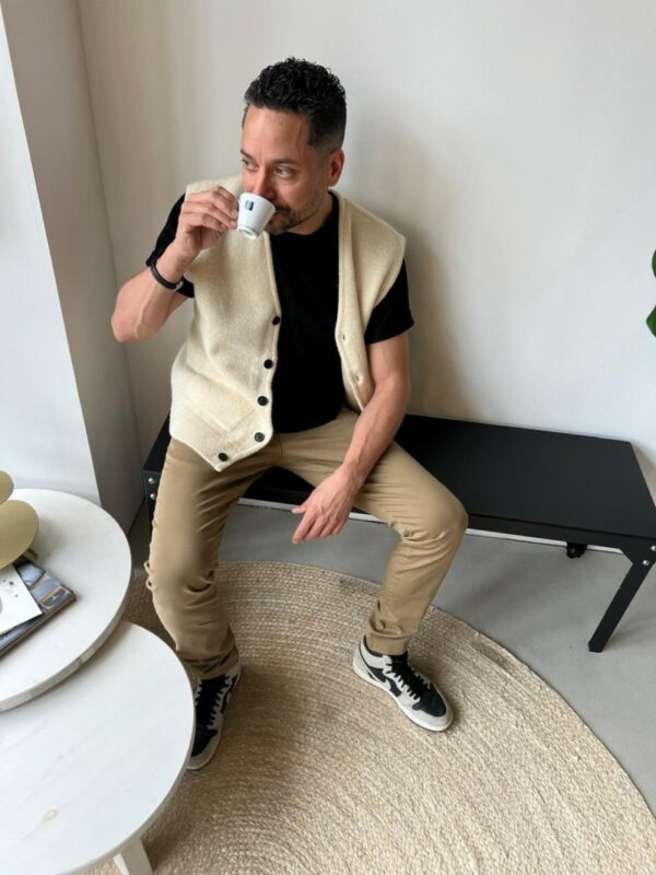 Selected Homme Relaxed CFW knit vest Whisper white