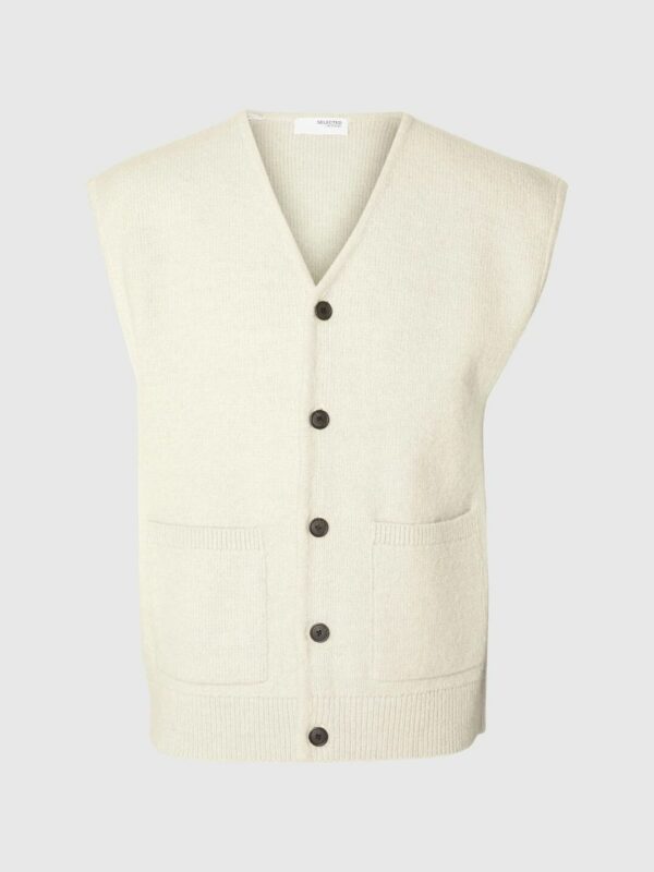 Selected Homme Relaxed CFW knit vest Whisper white