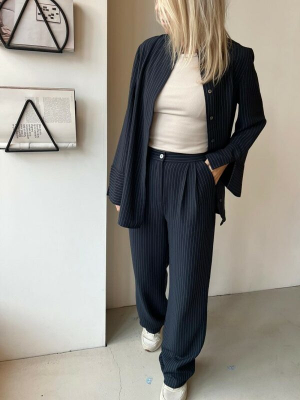 Modström Isabel pants Navy sky pinstripe